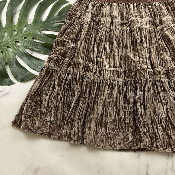 BCBG Maxazria Womens Vintage Y2k Velvet Skirt Size M New Brown Bronze Sequins - Picture 4 of 10